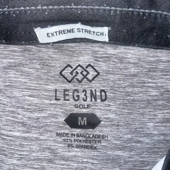 LEG3ND Golf Polo Shirt Mens Medium Black White Print Stretch Performance NWT - Picture 3 of 5